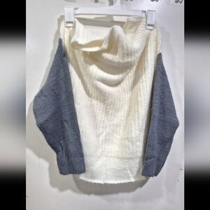 Sea Cowl Neck Sweater - Cream and Gray